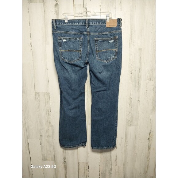 Aeropostale Jeans Men's 36x30 Blue Dark Wash Straight Leg Jeans (38x28) Hemmed - Picture 4 of 7